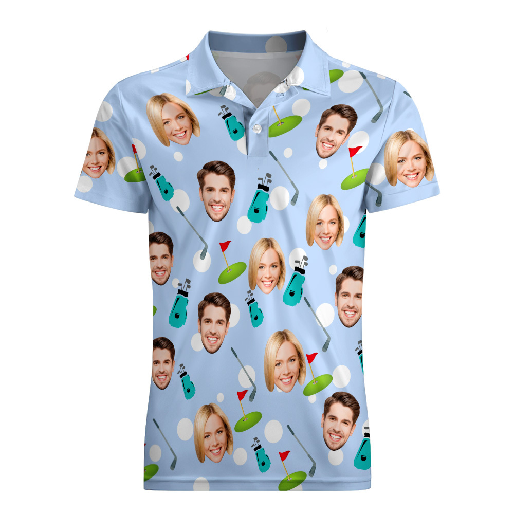 Custom Face Polo Shirt for Golfer,Face on shirt gifts for husband,Personalized Short Sleeve Golf Shirt,Custom Polo for Golfer, Valentine Day