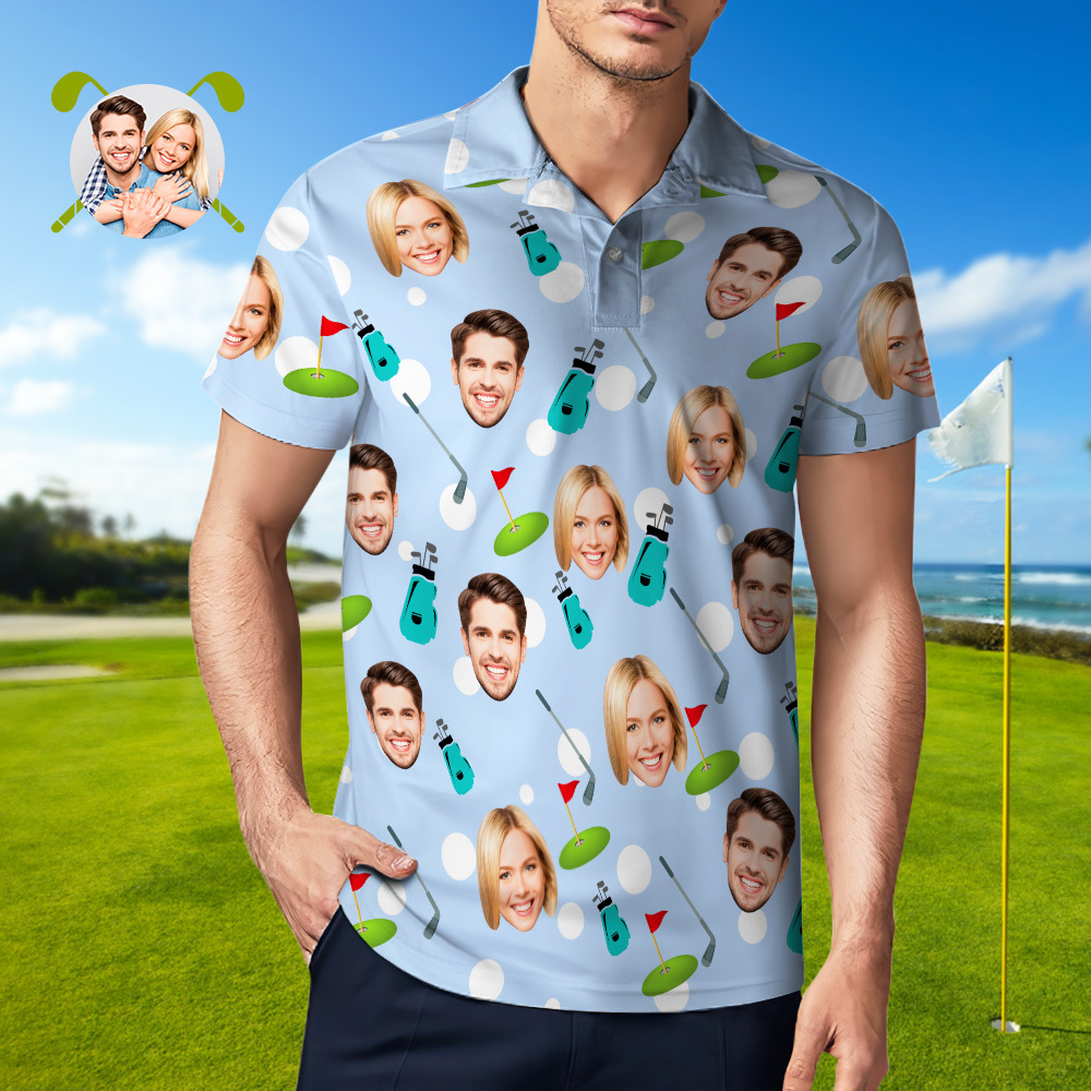 Custom Face Polo Shirt for Golfer,Face on shirt gifts for husband,Personalized Short Sleeve Golf Shirt,Custom Polo for Golfer, Valentine Day