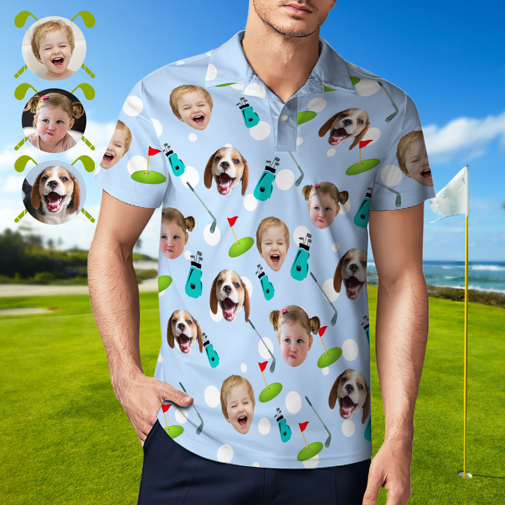 Custom Face Polo Shirt for Golfer,Face on shirt gifts for husband,Personalized Short Sleeve Golf Shirt,Custom Polo for Golfer, Valentine Day