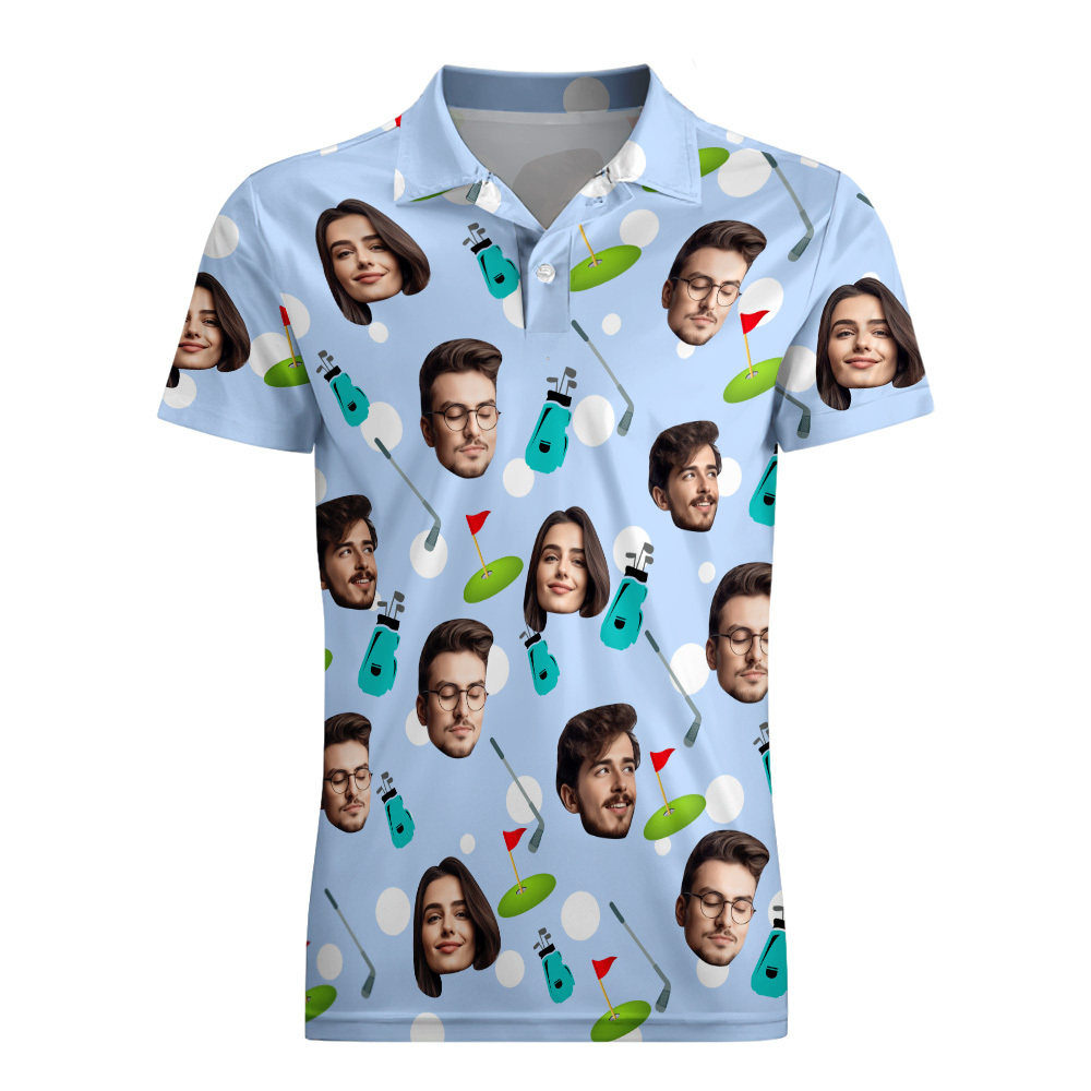 Custom Face Polo Shirt for Golfer,Face on shirt gifts for husband,Personalized Short Sleeve Golf Shirt,Custom Polo for Golfer, Valentine Day