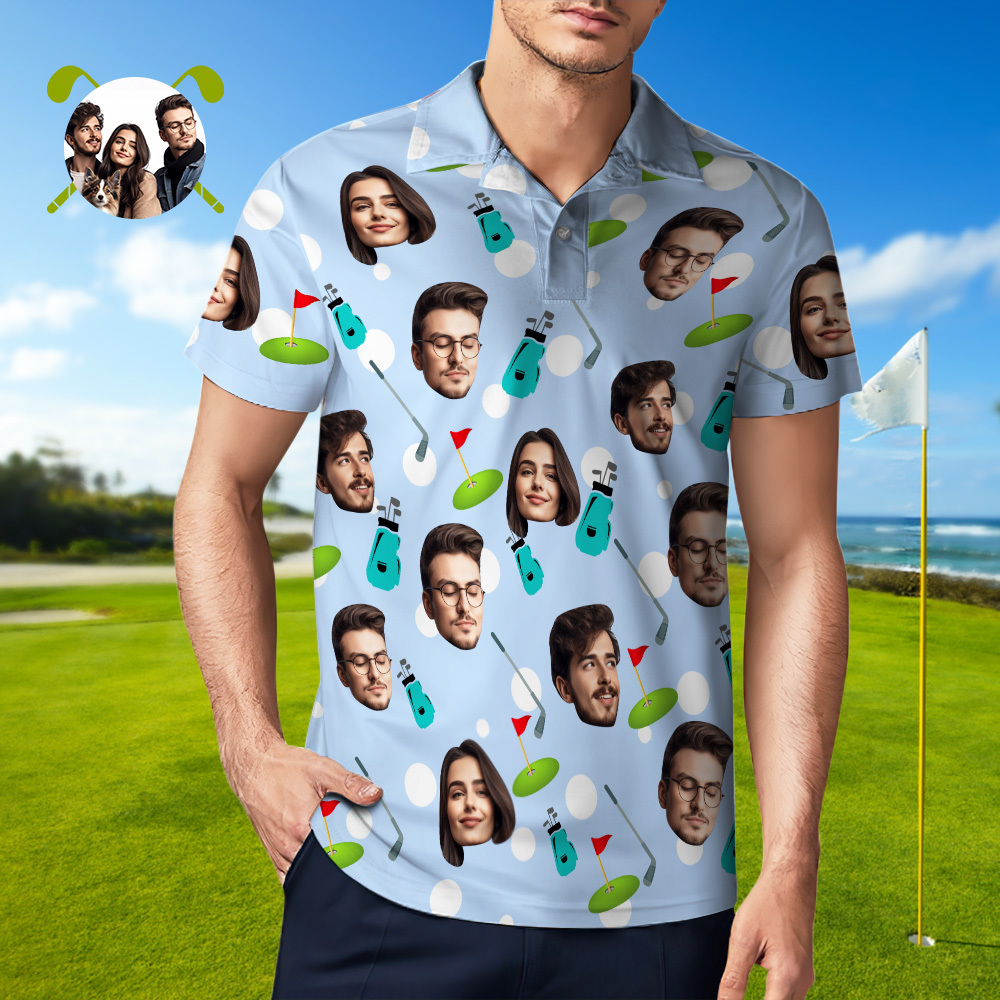 Custom Face Polo Shirt for Golfer,Face on shirt gifts for husband,Personalized Short Sleeve Golf Shirt,Custom Polo for Golfer, Valentine Day