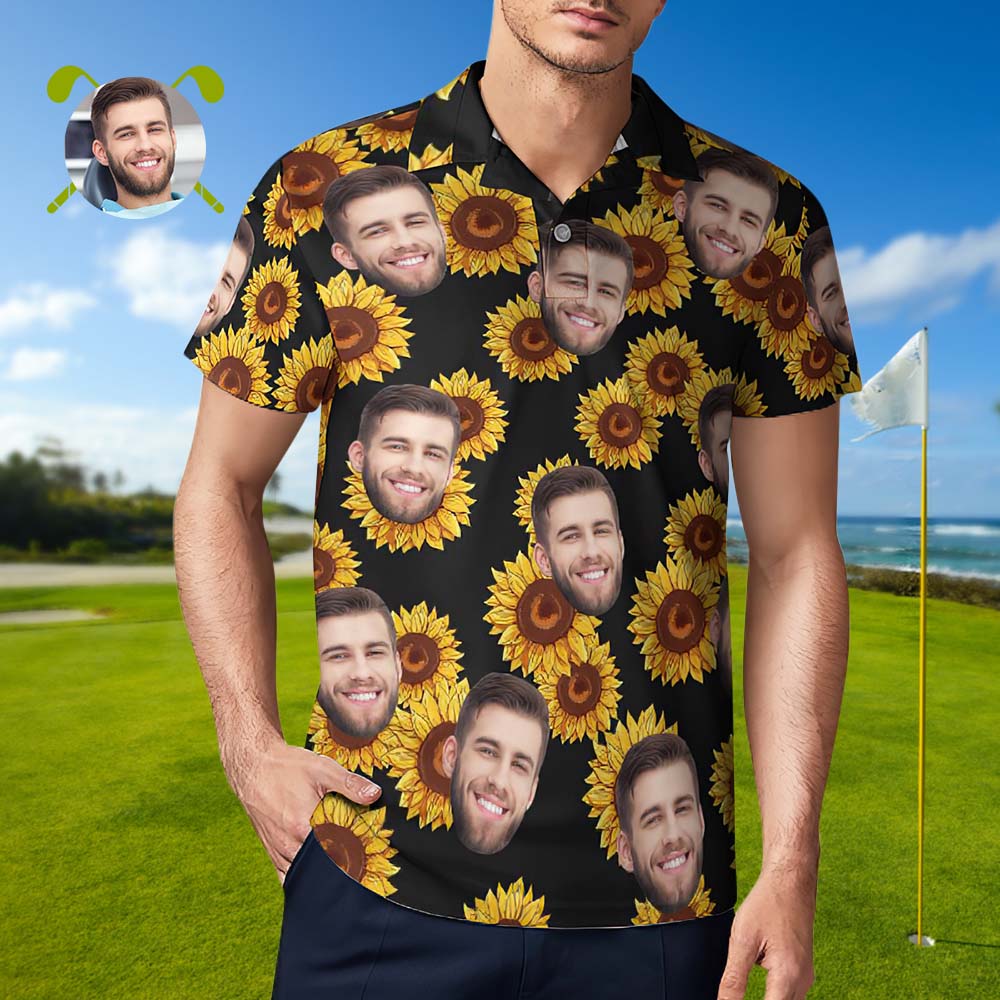 Custom Face Sunflower Men's Polo Shirt