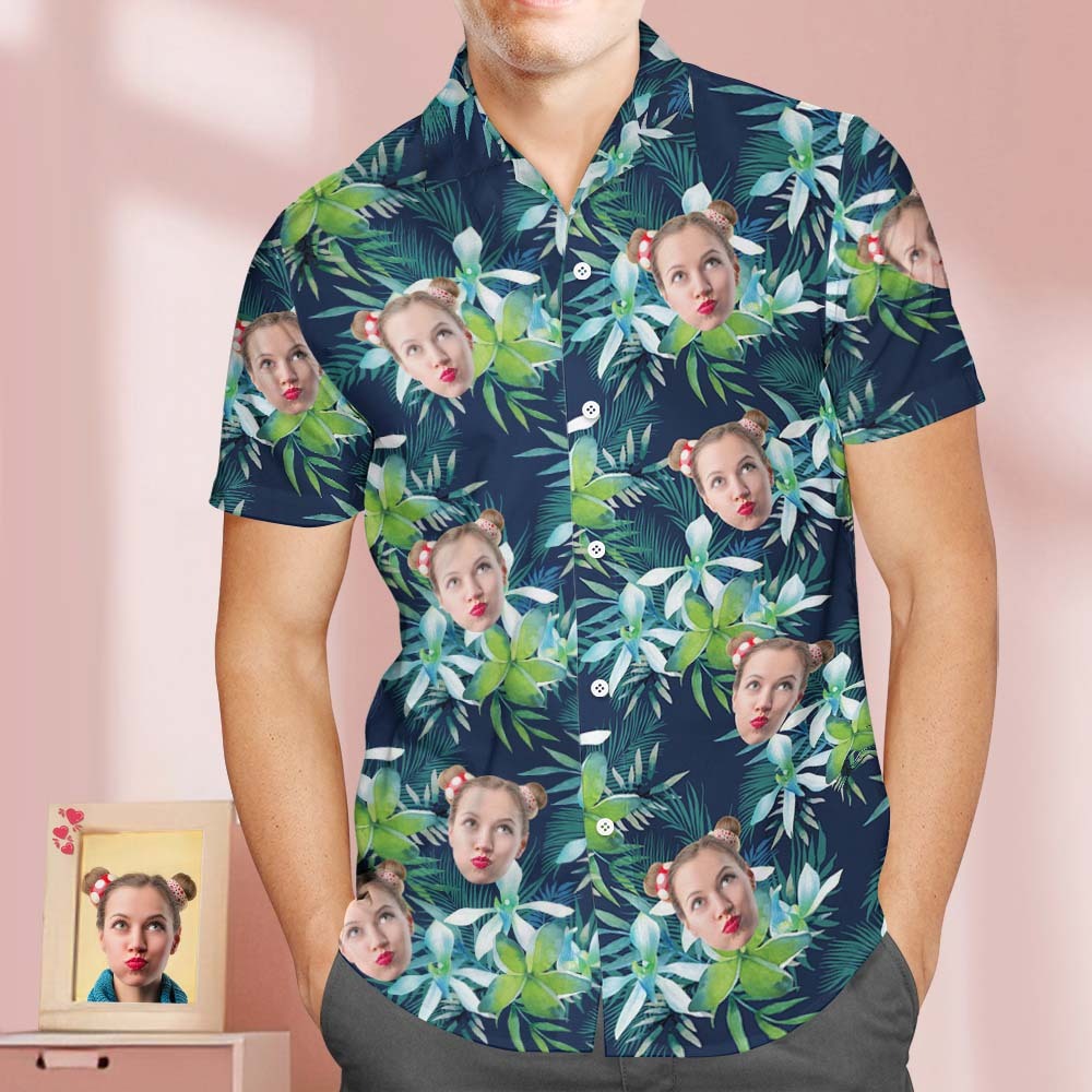 Custom Face All Over Print Tropical Style Hawaiian Shirt