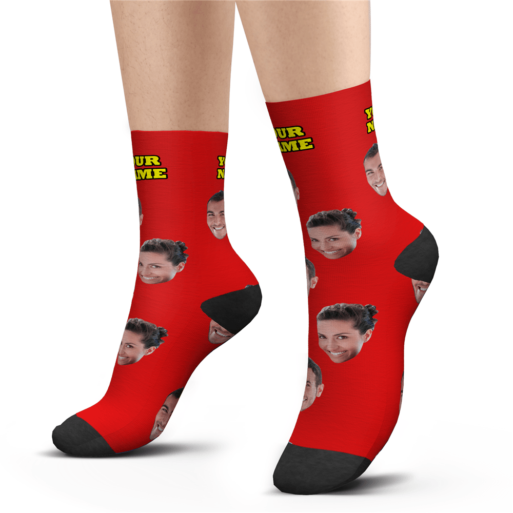 Custom Face Socks With Your Text 3D Preview