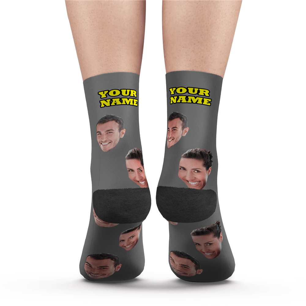 Custom Face Socks With Your Text 3D Preview