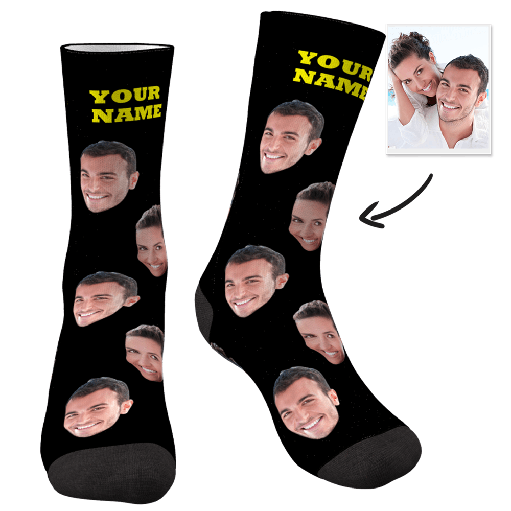 Custom Face Socks With Your Text 3D Preview