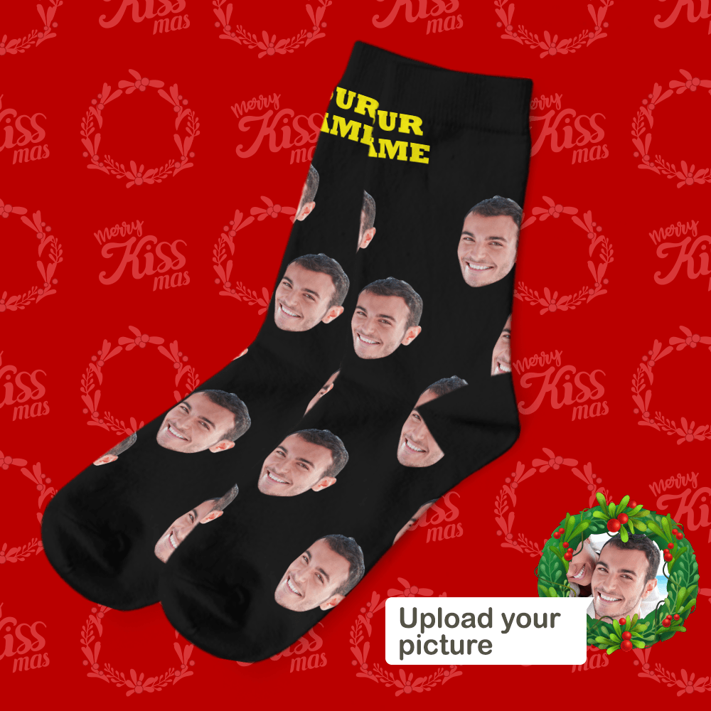 Christmas Gifts Custom Face Socks With Your Text 3D Preview Colorful Socks
