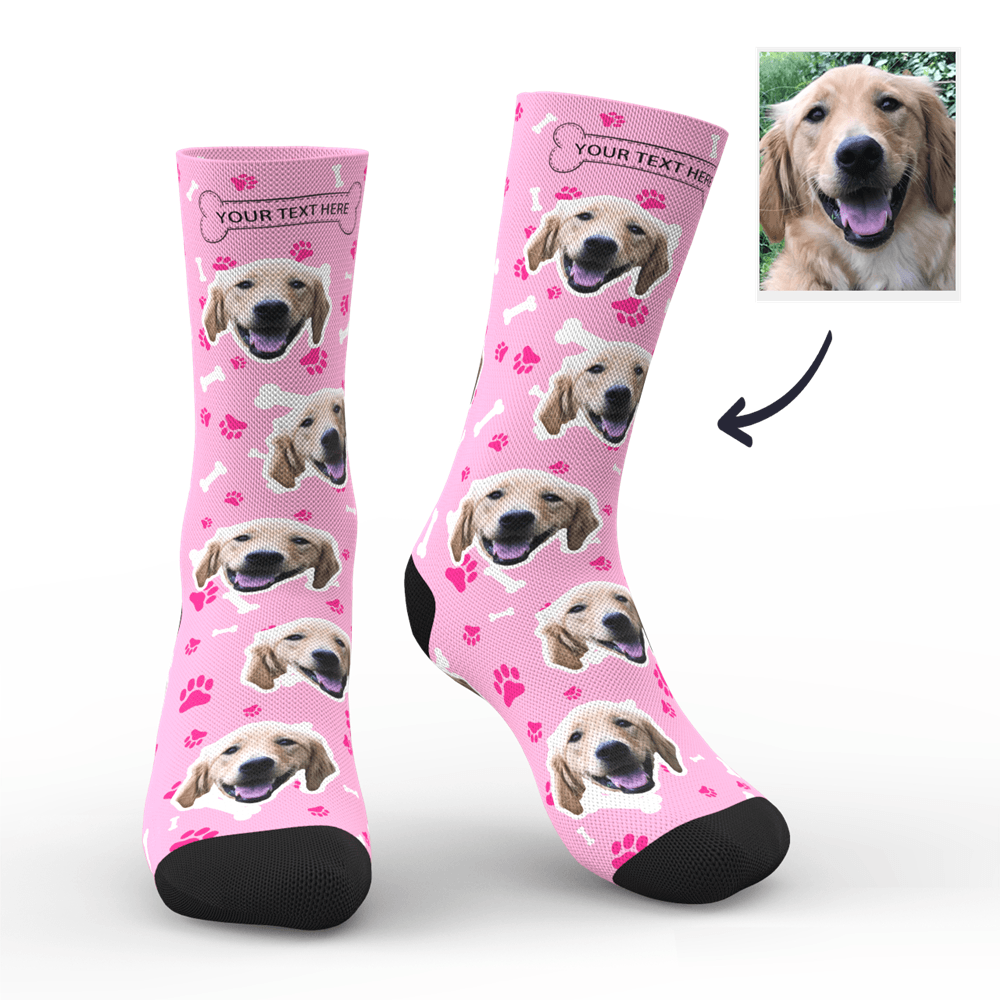 Custom Dog Face Socks With Your Text 3D preview