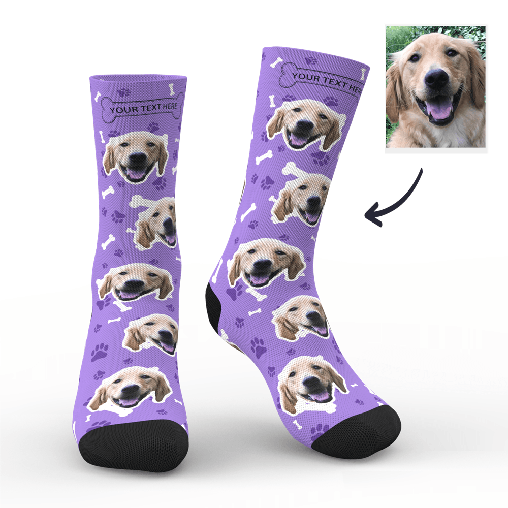 Custom Dog Face Socks With Your Text 3D preview