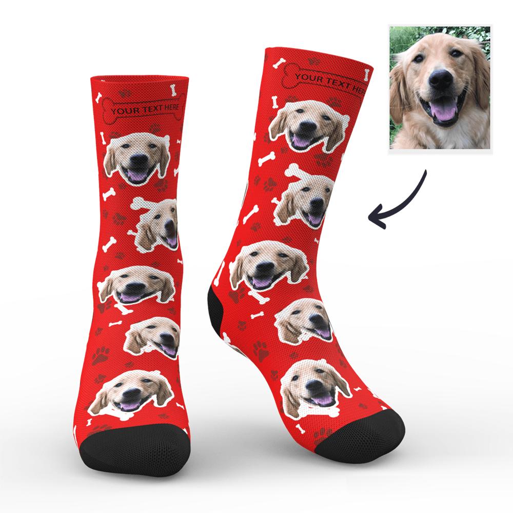 Custom Dog Face Socks With Your Text 3D preview