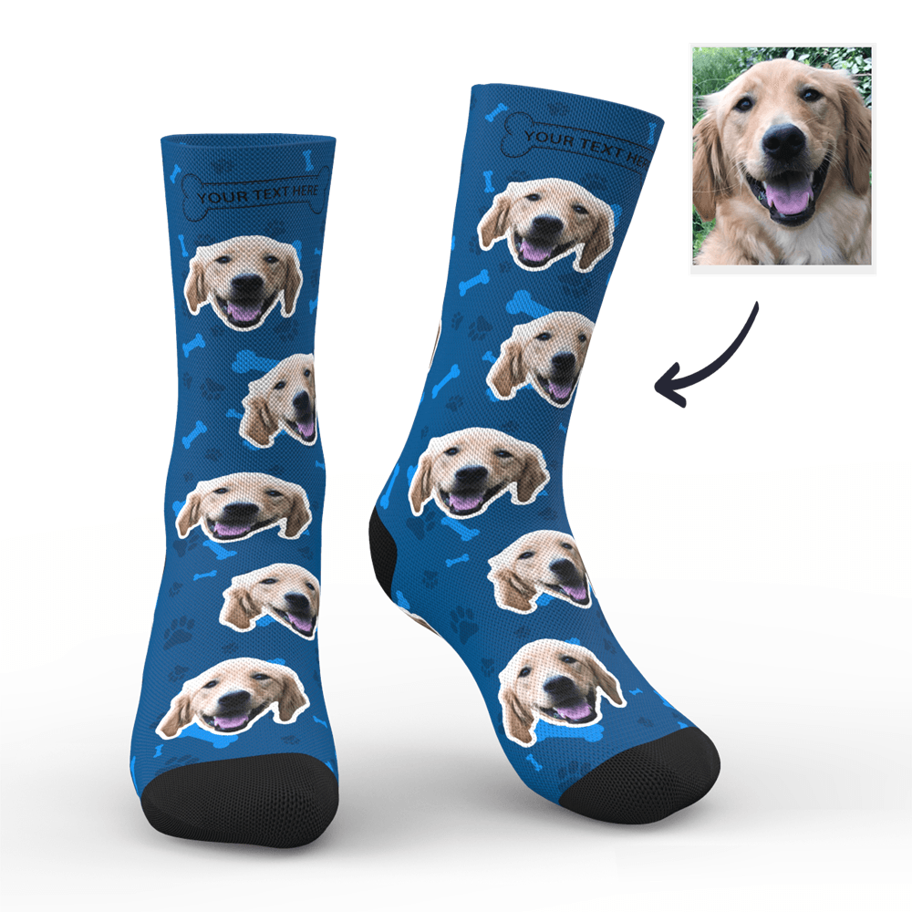 Custom Dog Face Socks With Your Text 3D preview