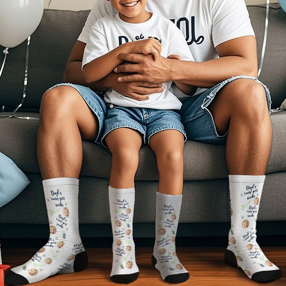 Personalized Photo Socks Dad's Lucky Golf Socks Father's Day Gifts