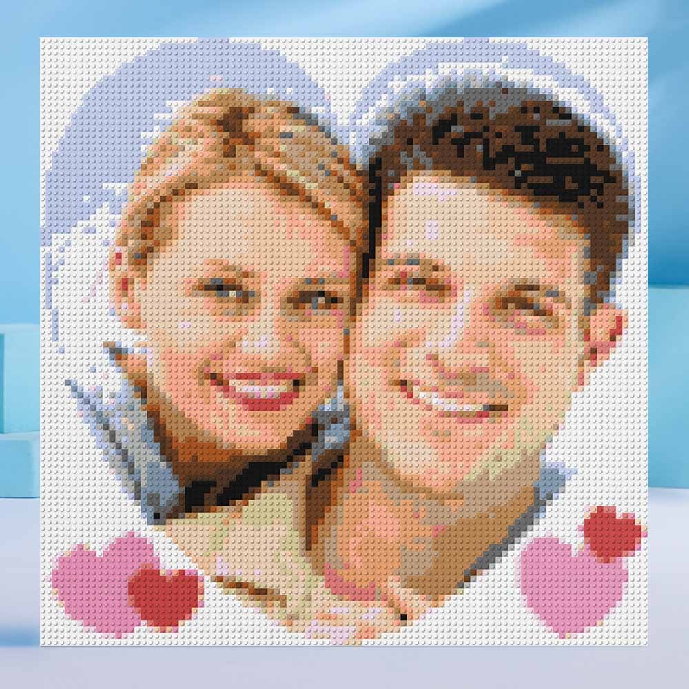 Gifts for Her Couple Pixel Mosaic Art Custom Photo Puzzle Frame - CustWit