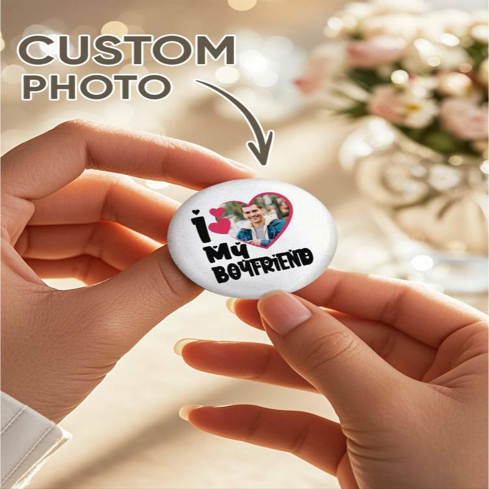 Custom Photo Pin Personalized Love Boyfriend Button Badge Pin