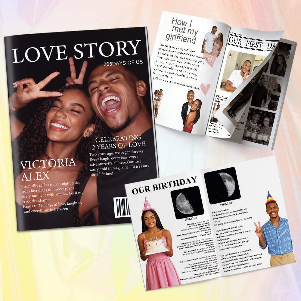 Personalized LOVE STORY Magazine for Couples on Valentine's Day