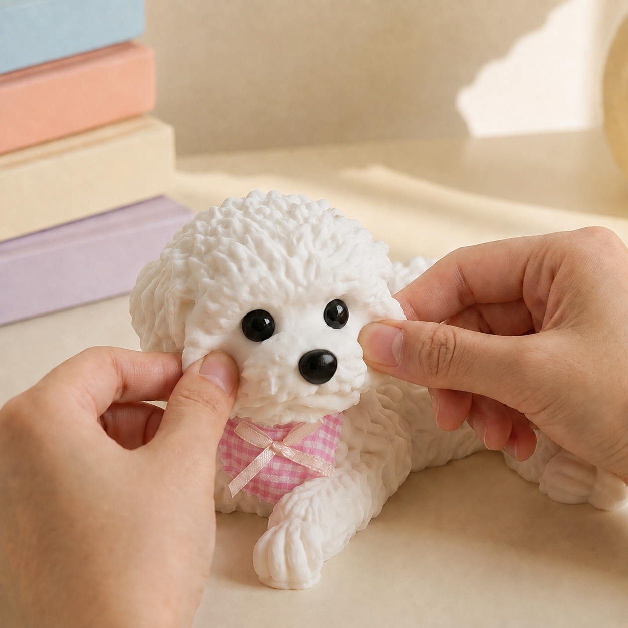 Ultra-Realistic Poodle Squishy Dog Figurine – Adorable Stress Relieving Fidget And Car Dashboard Ornament