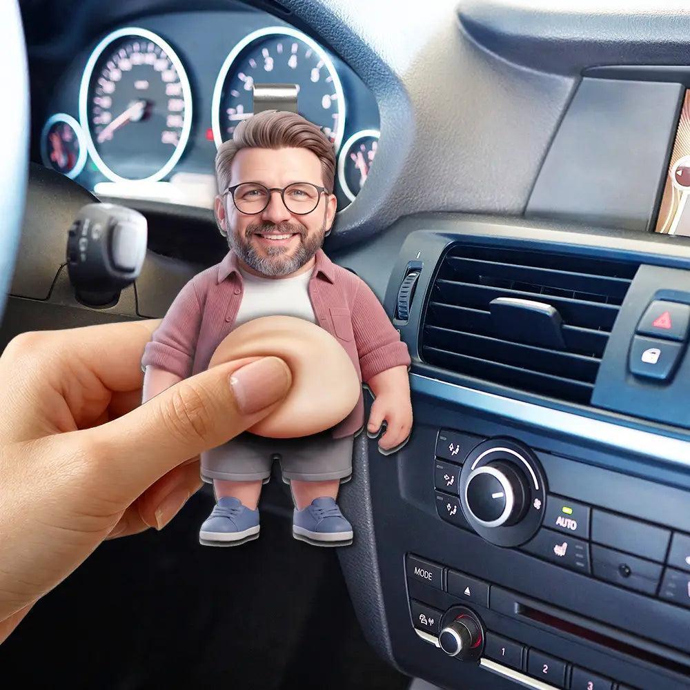 Custom Photo Funny Belly Character Family Member - Personalized Squishy Acrylic Car Visor Clip