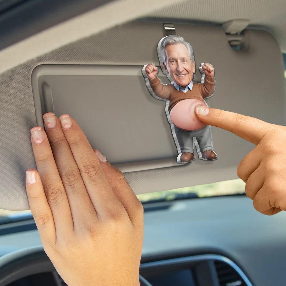 Custom Photo Funny Belly Character Family Member - Personalized Squishy Acrylic Car Visor Clip