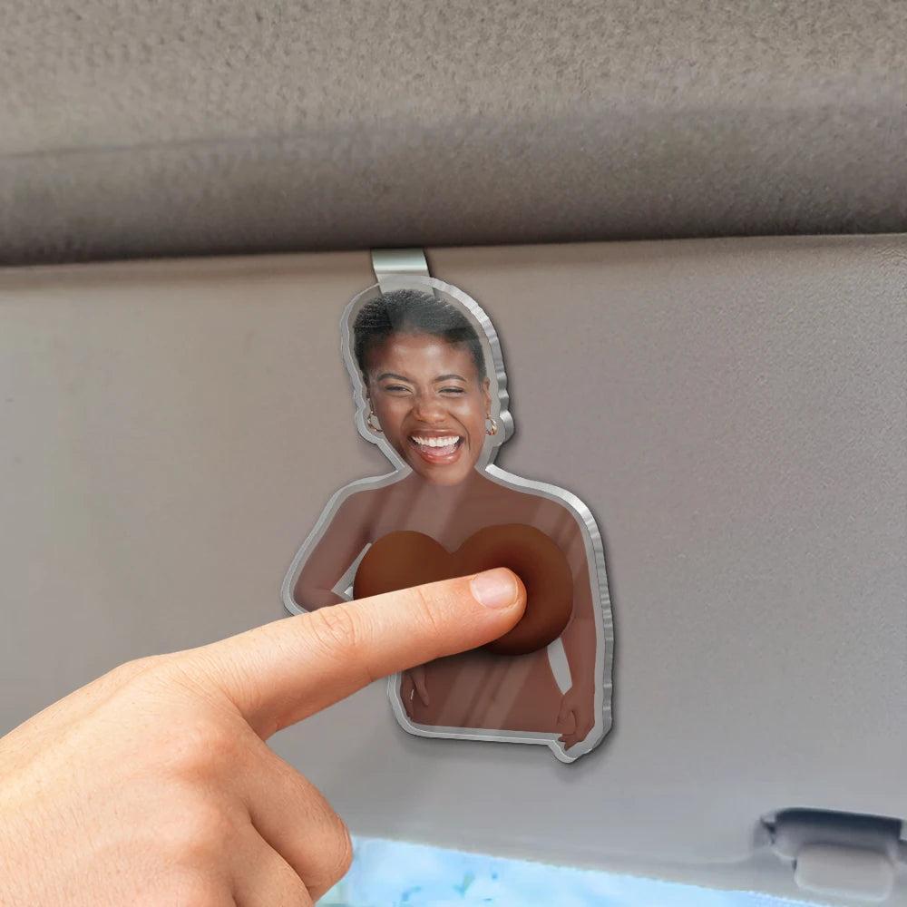 Custom Photo Funny Belly Character Family Member - Personalized Squishy Acrylic Car Visor Clip