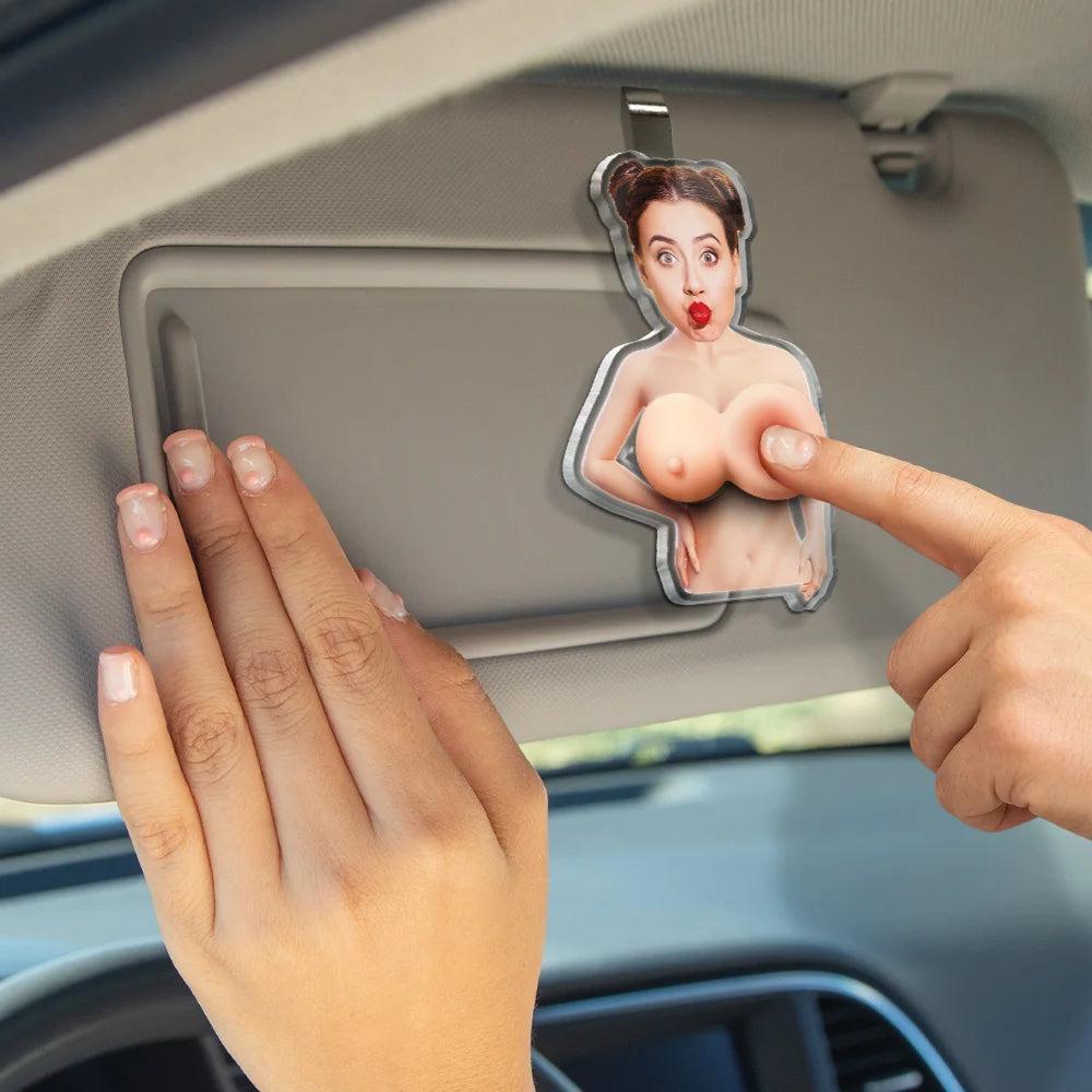 Custom Photo Funny Belly Character Family Member - Personalized Squishy Acrylic Car Visor Clip