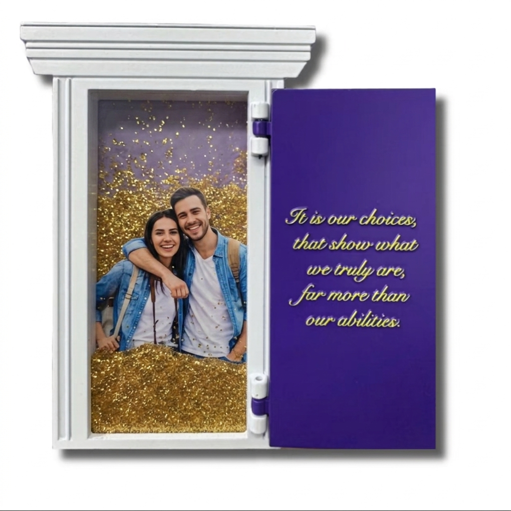 Custom Floating Liquid Glitter Fridge Magnet – Openable Metallic Frame for Personalized Photos & Text, Sparkling Decorative Shaker Magnet