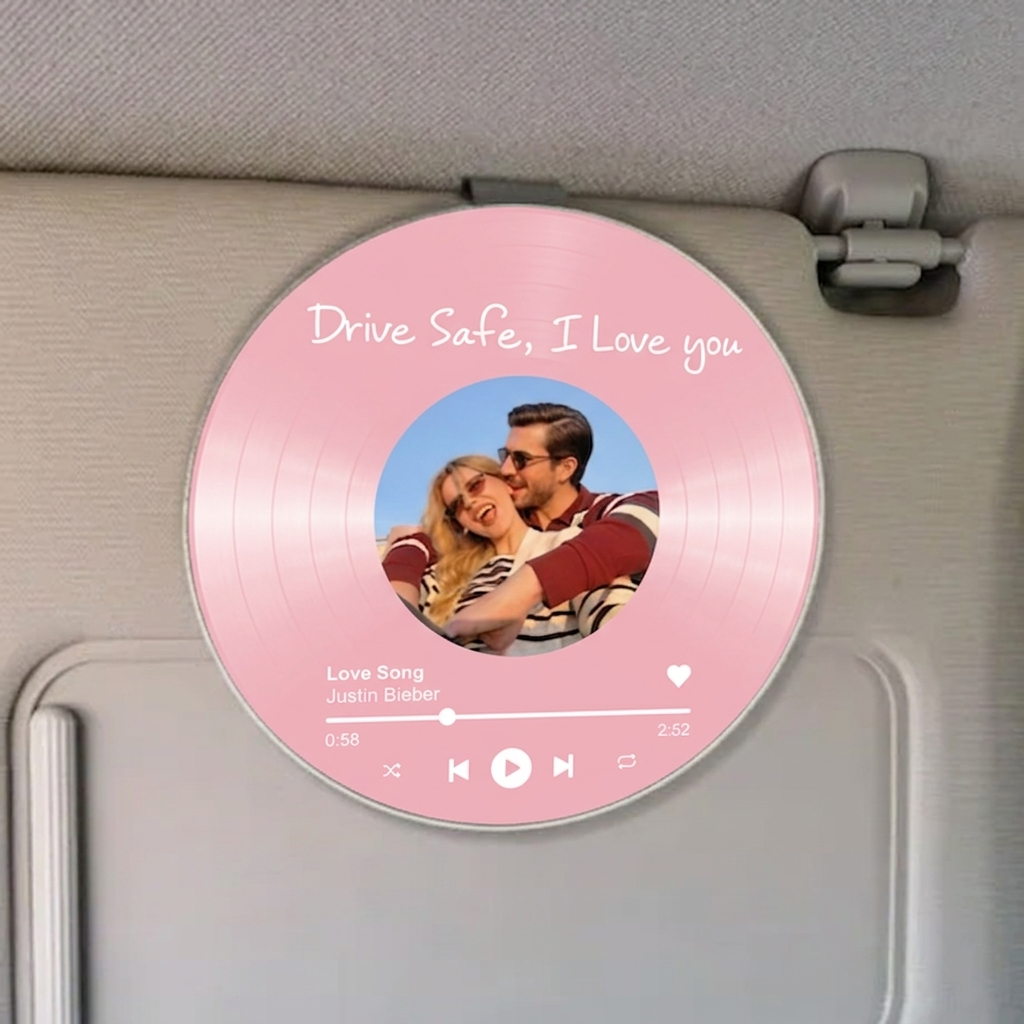 Custom Photo Music Album Style  Car Visor Clip Drive Safe Couples Visor Clip With Text