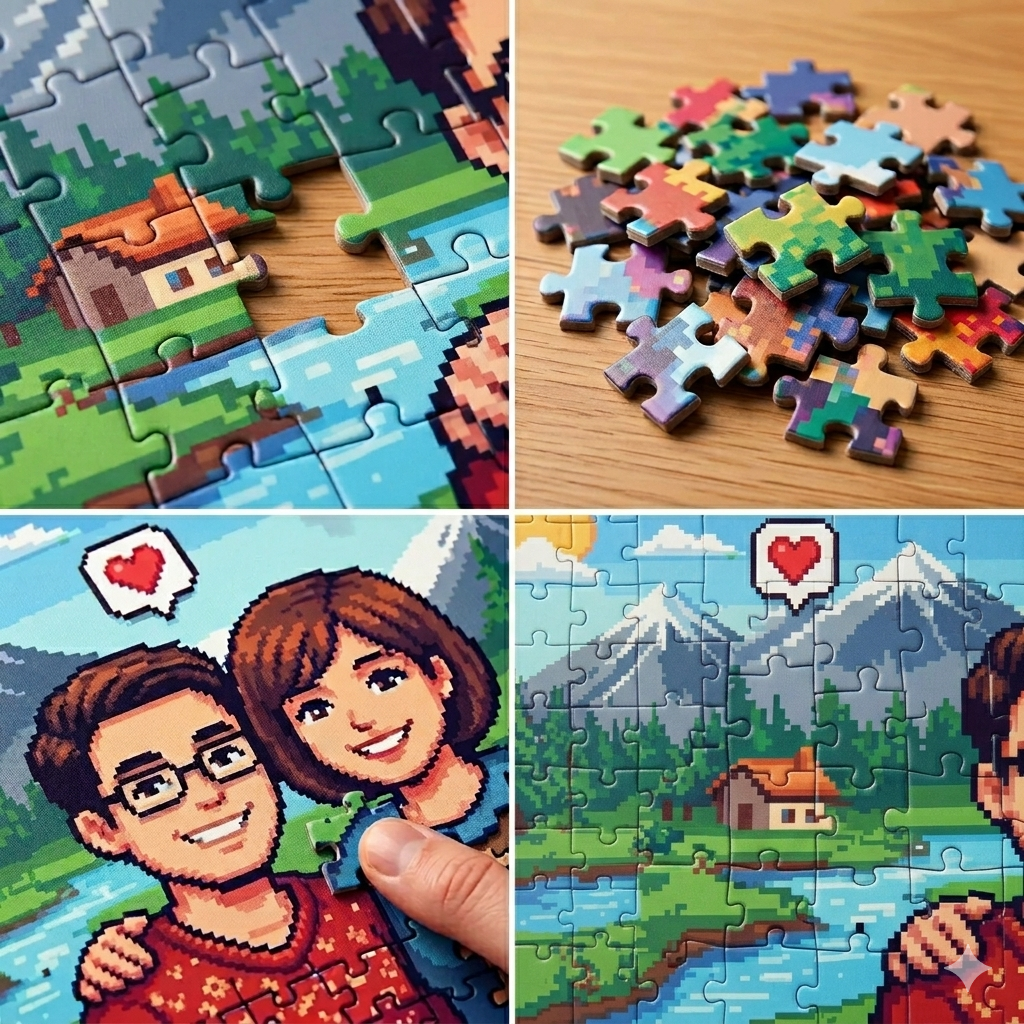 Custom Oil Painting Photo Jigsaw Puzzle Personalized Impressionist Family Portrait Puzzle Unique Artistic Anniversary Birthday Mother's Day Gift Idea