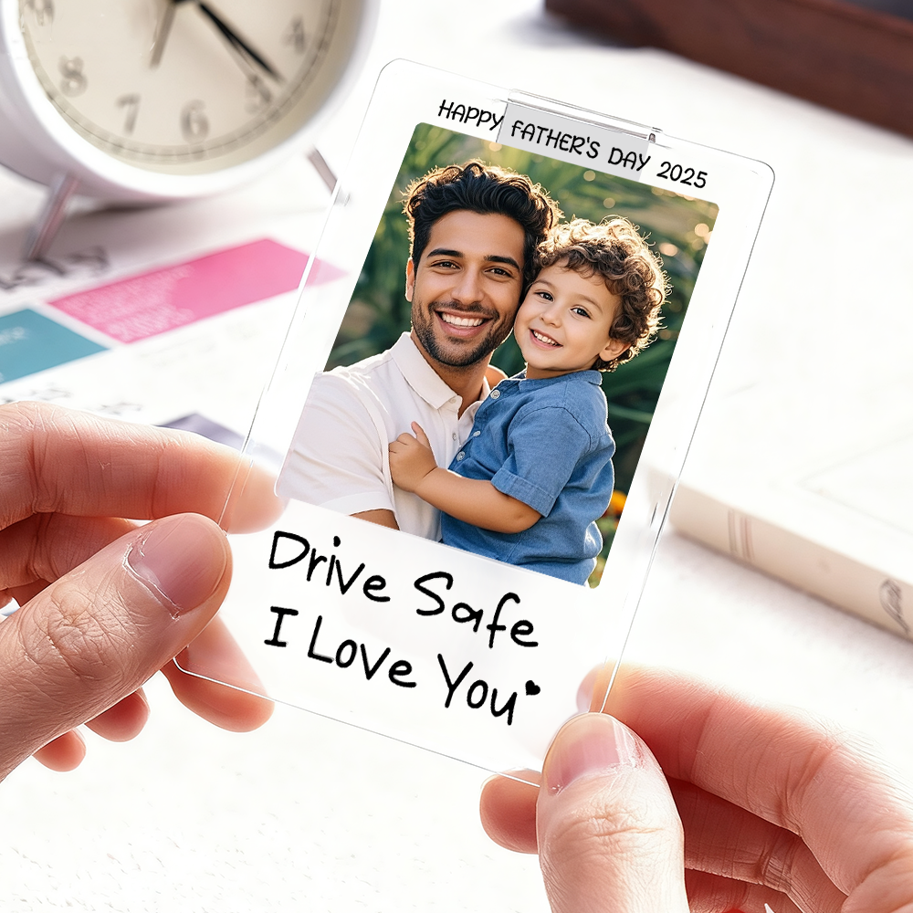 Car Visor Clip with Your Photo - Custom Visor Clip Drive Safe I love you Design - Car Accessories Gifts - CustWit