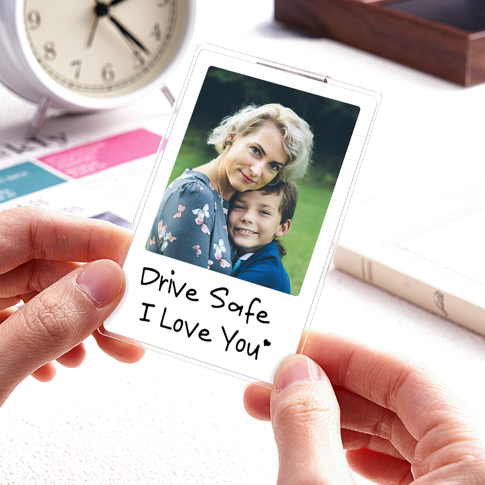 Car Visor Clip with Your Photo - Custom Visor Clip Drive Safe I love you Design - Car Accessories Gifts - CustWit