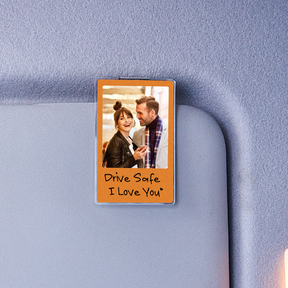 Father's Day Gifts - Drive safe I Love You - Photo Car Visor Clip, Personalized Photo Car Decoration, Polaroid Photo for Car, Gifts for dad, Presents for fathers, Gifts for your father, Gift items for dad, Gift for him - Personalized Photo Car Visor Clip - CustWit