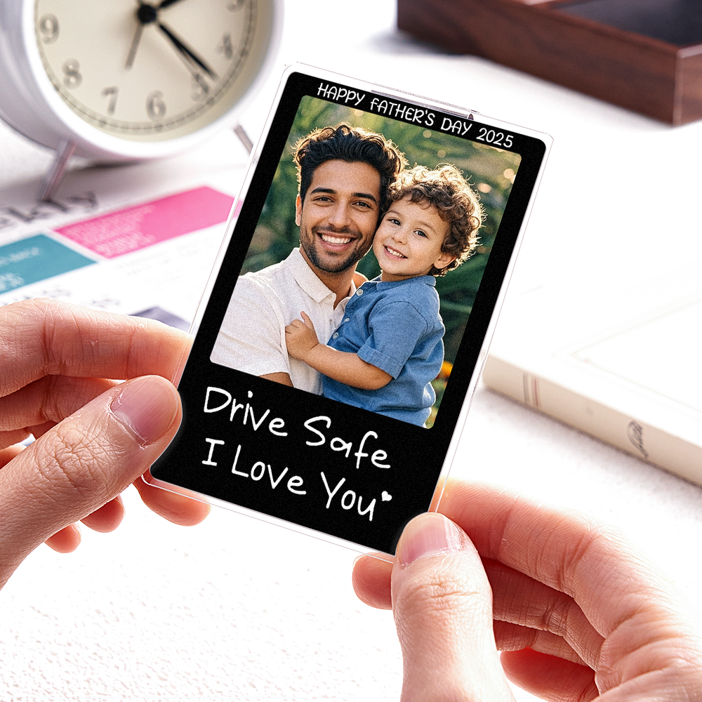 Car Visor Clip with Your Photo - Custom Visor Clip Drive Safe I love you Design - Car Accessories Gifts - CustWit