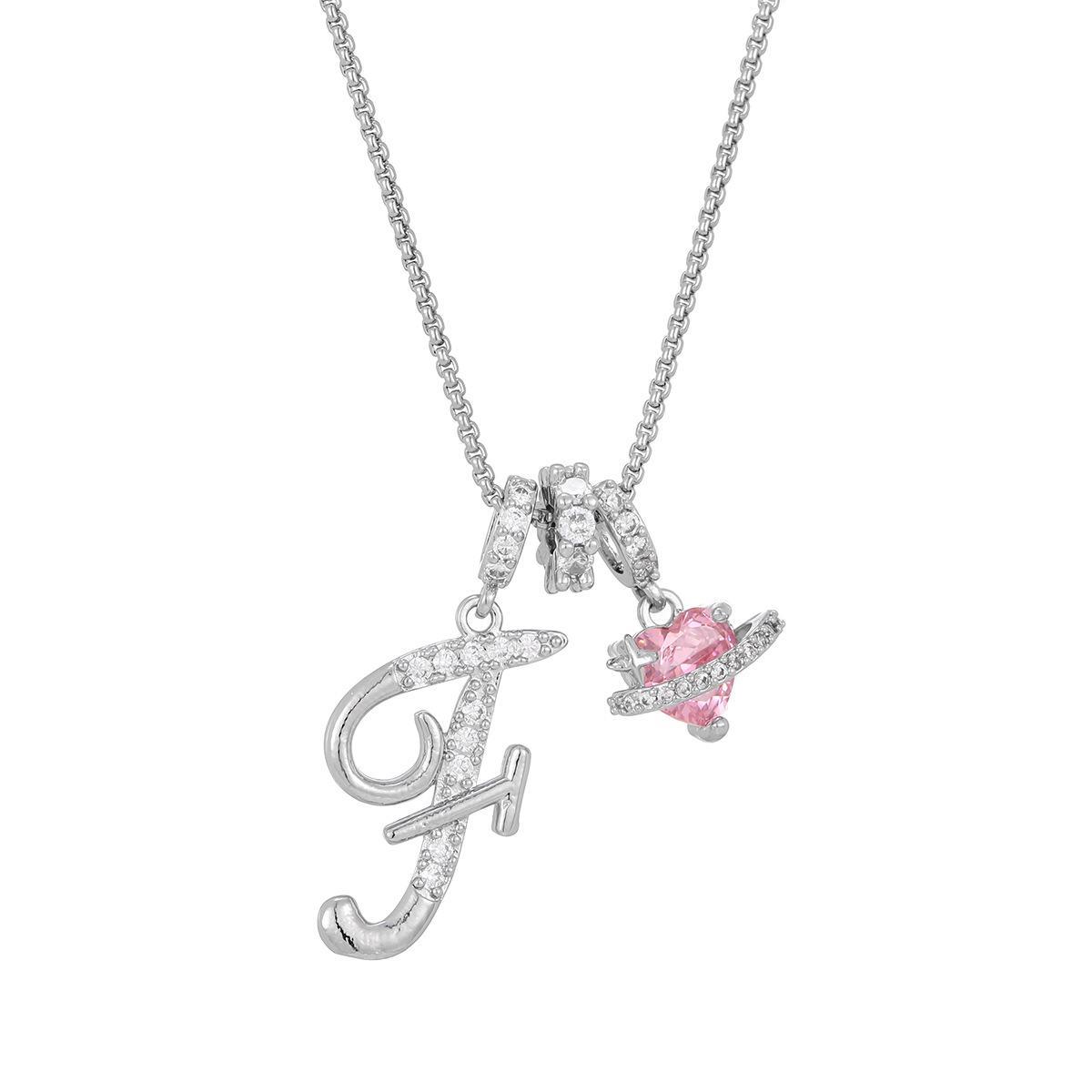 Initial Letter Necklace with Pink Heart Charm – Personalized Token of Love, Valentine's Day Gift