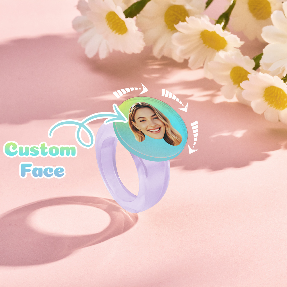 Custom Rotating Face Ring Personalized Photo Ring with 360° Spinning Design Unique Gift for Loved Ones