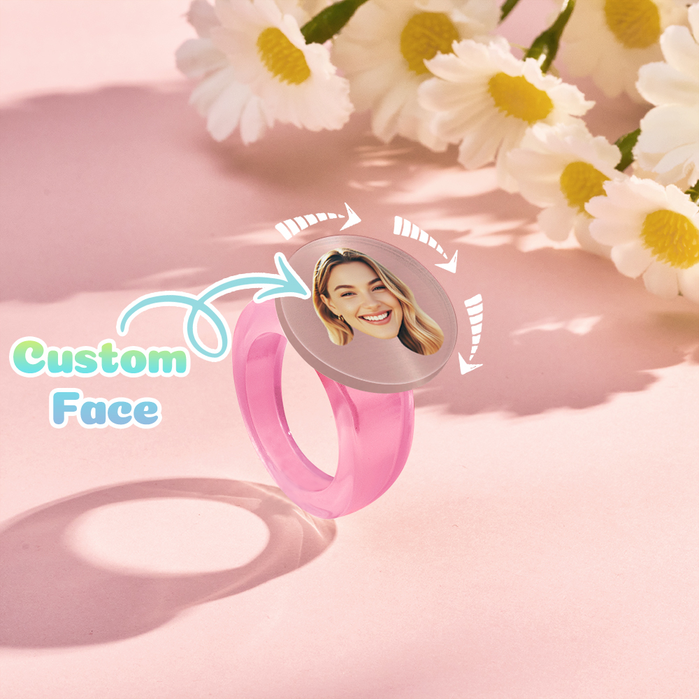 Custom Rotating Face Ring Personalized Photo Ring with 360° Spinning Design Unique Gift for Loved Ones