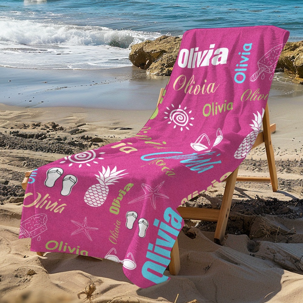 Personalized colorful Beach Towel with Name Summer Vacation Party Gift for Kid - CustWit