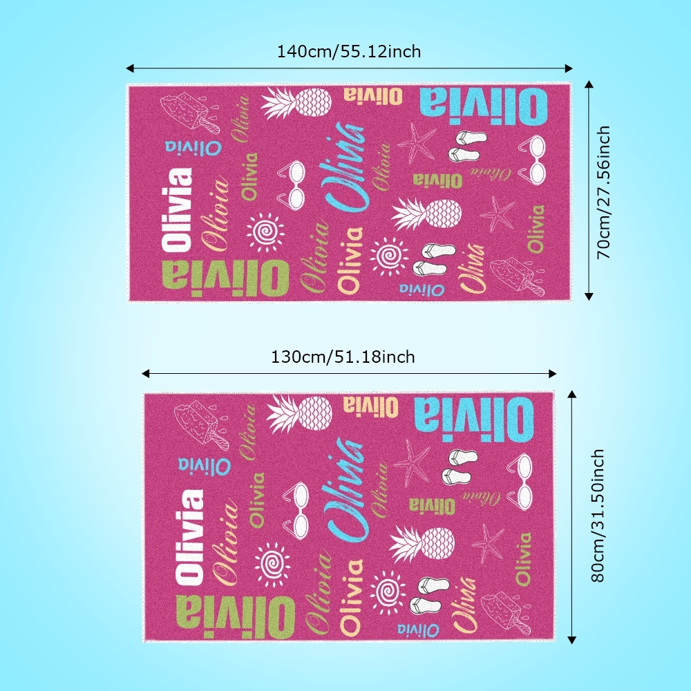 Personalized colorful Beach Towel with Name Summer Vacation Party Gift for Kid - CustWit