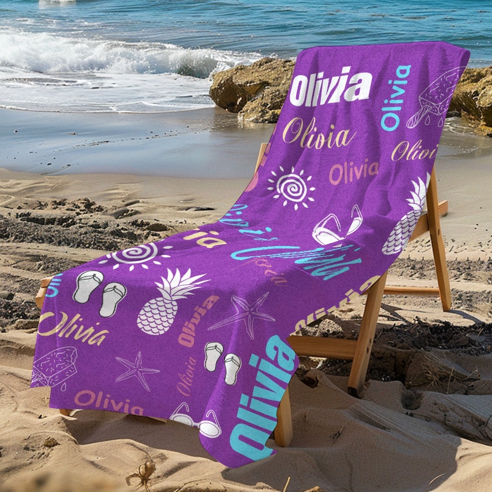 Personalized colorful Beach Towel with Name Summer Vacation Party Gift for Kid - CustWit