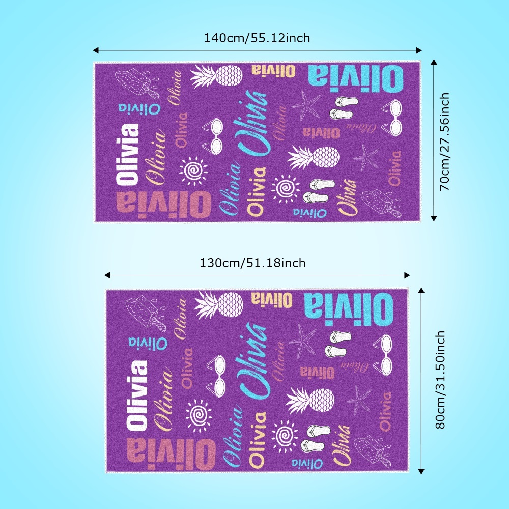 Personalized colorful Beach Towel with Name Summer Vacation Party Gift for Kid - CustWit