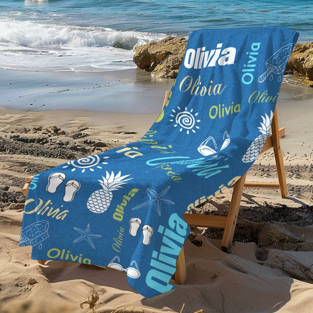 Personalized colorful Beach Towel with Name Summer Vacation Party Gift for Kid - CustWit
