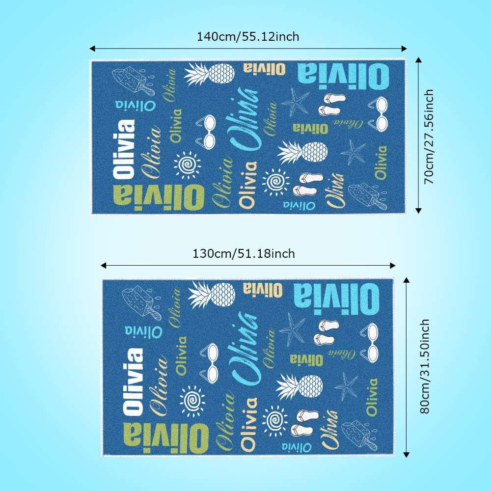 Personalized colorful Beach Towel with Name Summer Vacation Party Gift for Kid - CustWit
