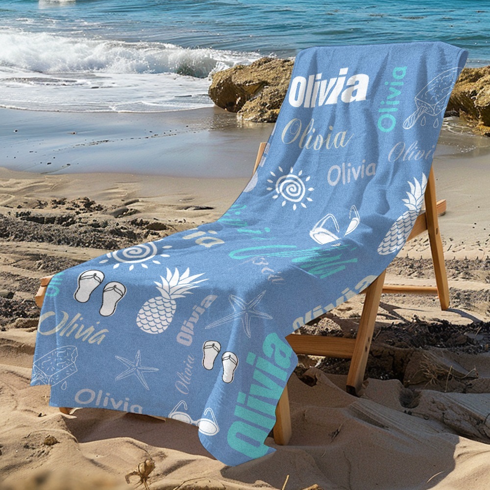 Personalized colorful Beach Towel with Name Summer Vacation Party Gift for Kid - CustWit