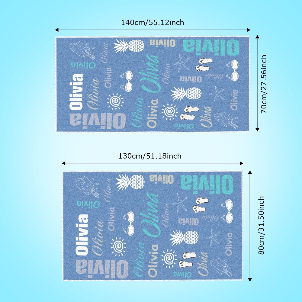 Personalized colorful Beach Towel with Name Summer Vacation Party Gift for Kid - CustWit