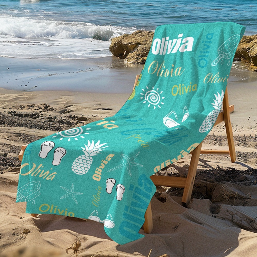 Personalized colorful Beach Towel with Name Summer Vacation Party Gift for Kid - CustWit