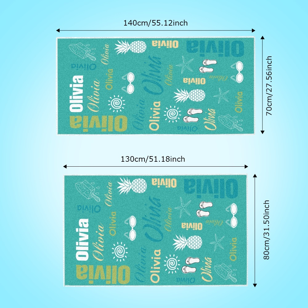 Personalized colorful Beach Towel with Name Summer Vacation Party Gift for Kid - CustWit