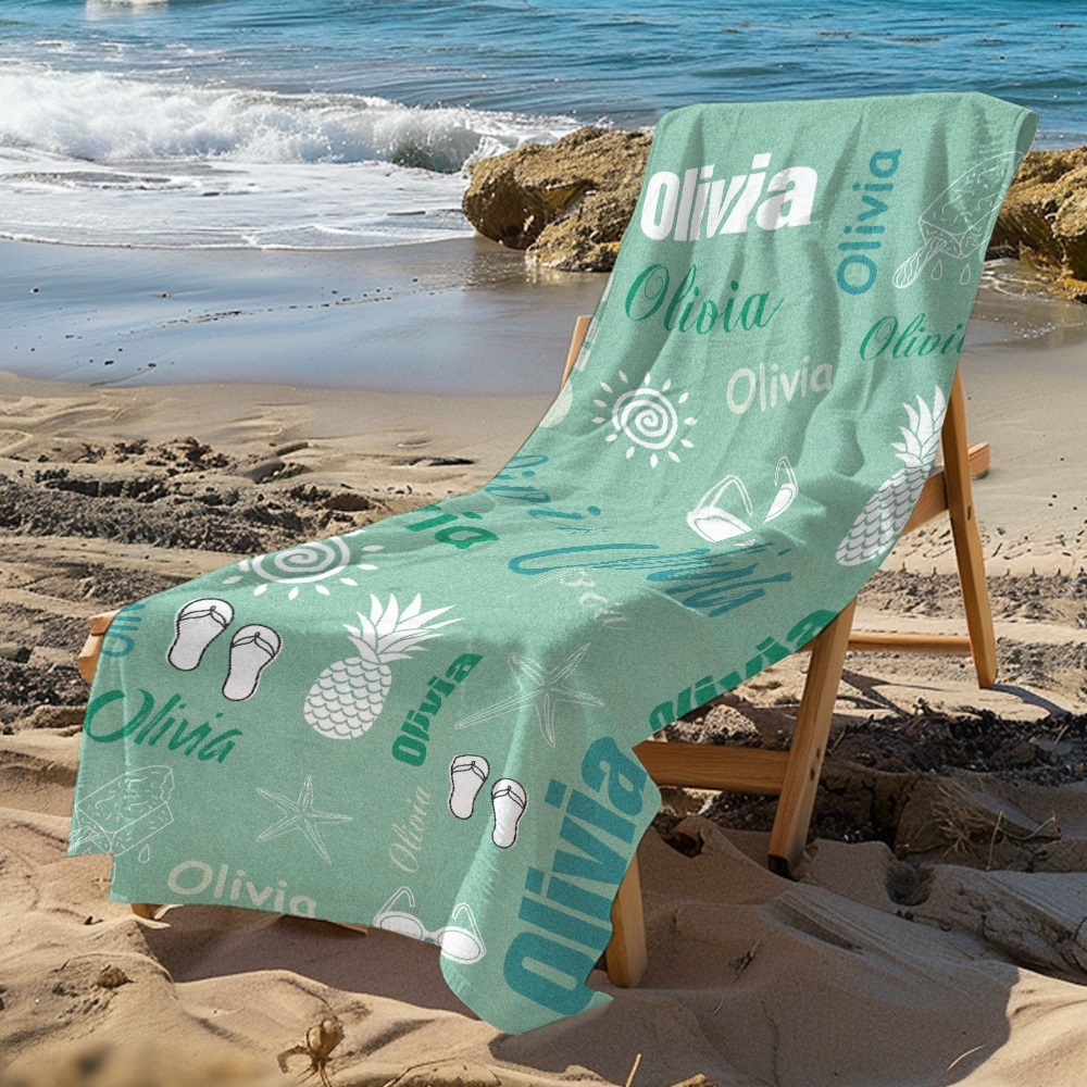 Personalized colorful Beach Towel with Name Summer Vacation Party Gift for Kid - CustWit