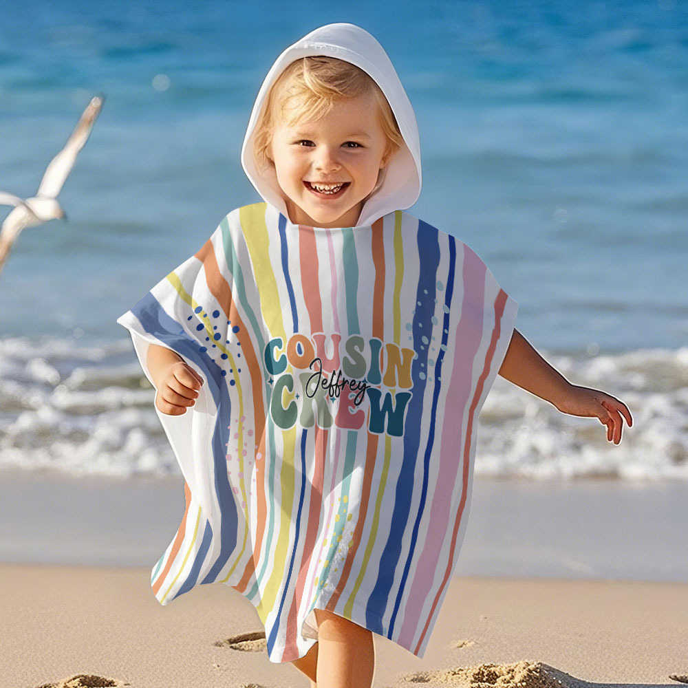 Custom Name Hooded Beach Towel Personalized Cousins-Themed Beach Towel– 3 Sizes for Kids & Adults - CustWit