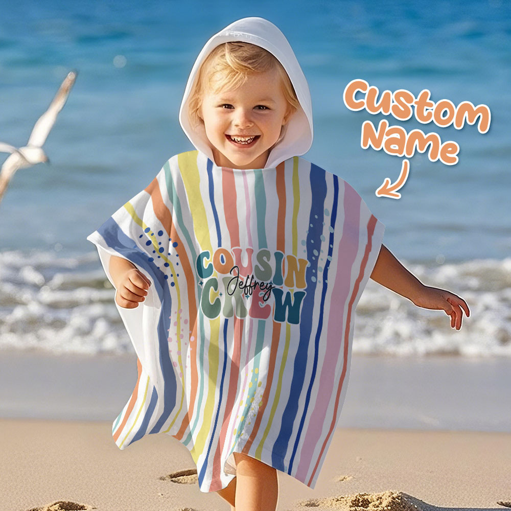 Custom Name Hooded Beach Towel Personalized Cousins-Themed Beach Towel– 3 Sizes for Kids & Adults - CustWit