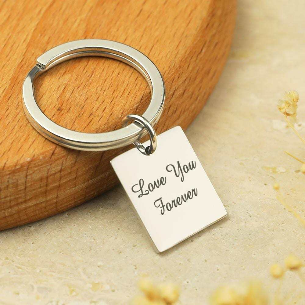 Custom Photo Keychain Personalized Engraved Keychain with Text for Couple