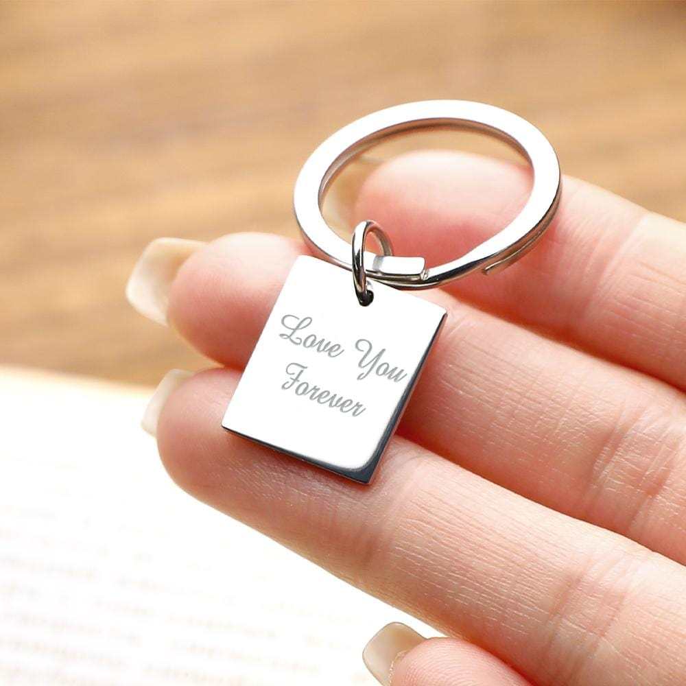 Custom Photo Keychain Personalized Engraved Keychain with Text for Couple