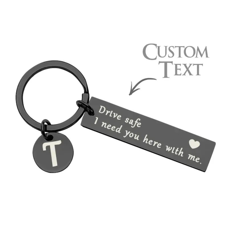Personalized Drive Safe Keychain Initials Keychain Gift For Boyfriend I Need You Here with Me